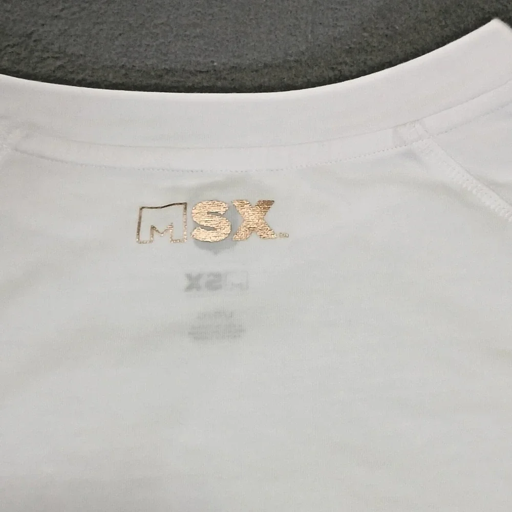 MSX By‎ Michael Strahan Womens Size L Short Sleeve Shirt White Super Bowl LVI